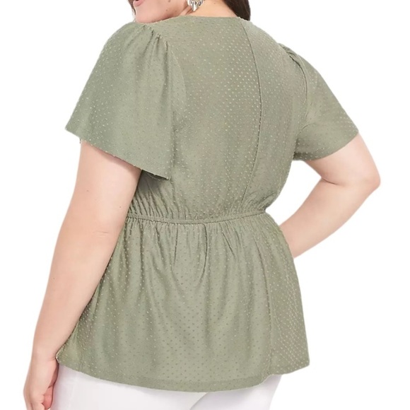 LANE Bryant Sea Spray Swing Flutter-Sleeve Clip Dot Babydoll Top Size 14/16 - Picture 2 of 13